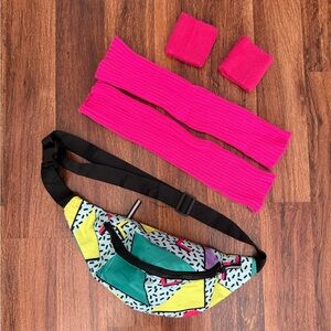90s themed fanny pack with leg warmers and wrist bands